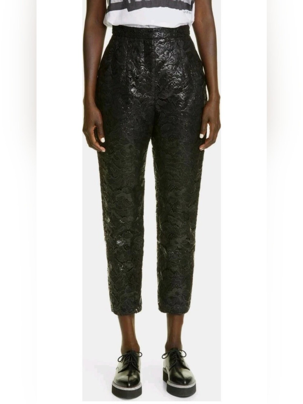 ALEXANDER MCQUEEN Lacquered Lace Slim Pants Trousers Black IT 42 US 6 Org $2,490